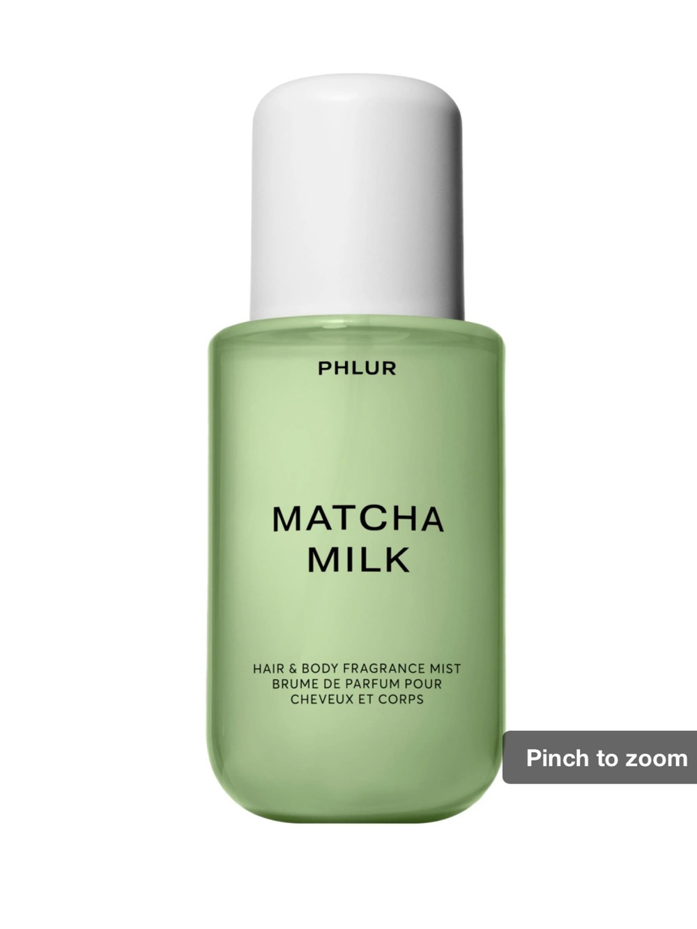 Phlur Matcha Milk Hair & Body Fragrance Mist - Light Green Bottle